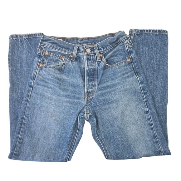 Levis 501 Original Button Fly Jeans Womens Sz 24x28 Medium Wash Cotton Denim - Picture 9 of 9